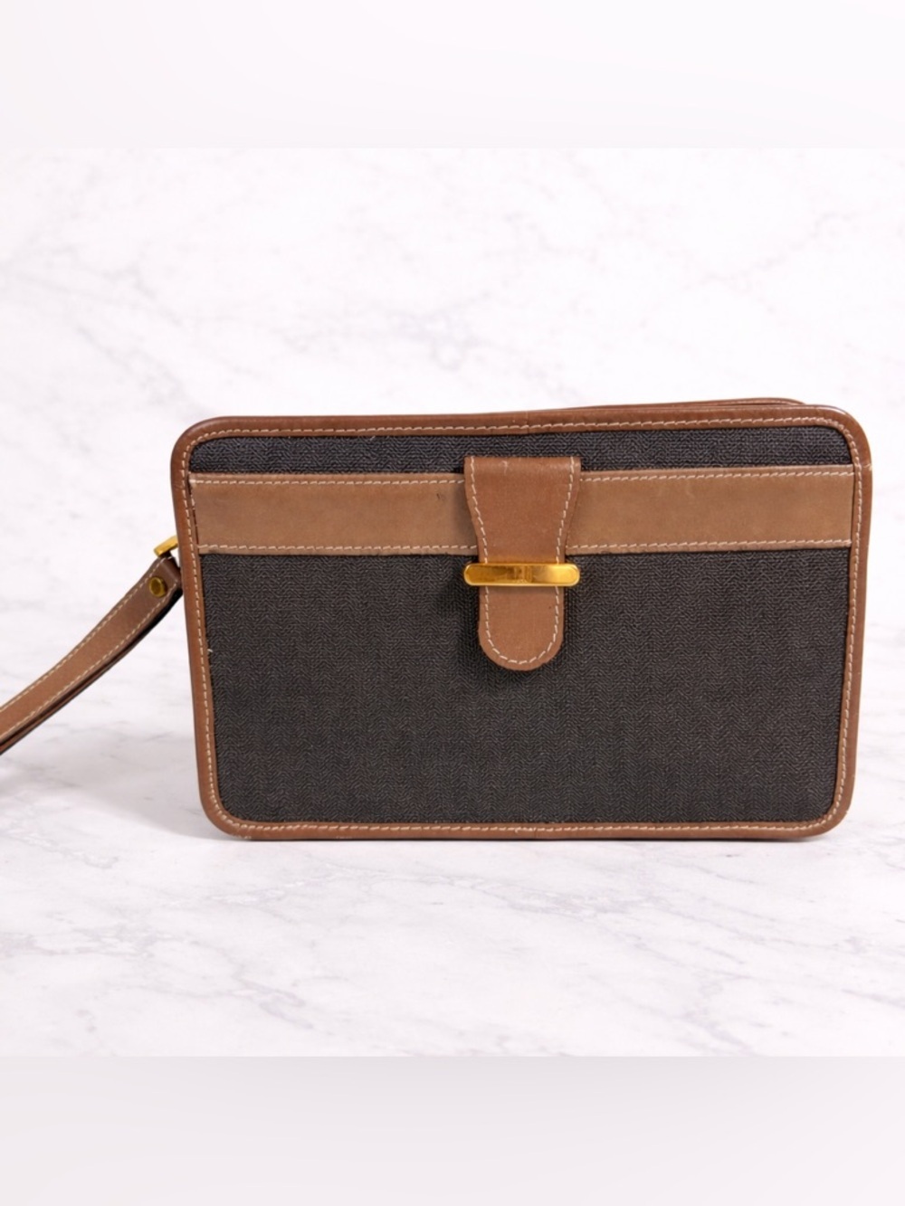 Dunhill London Clutch Travel Bag Brown Leather - Picture 3 of 5